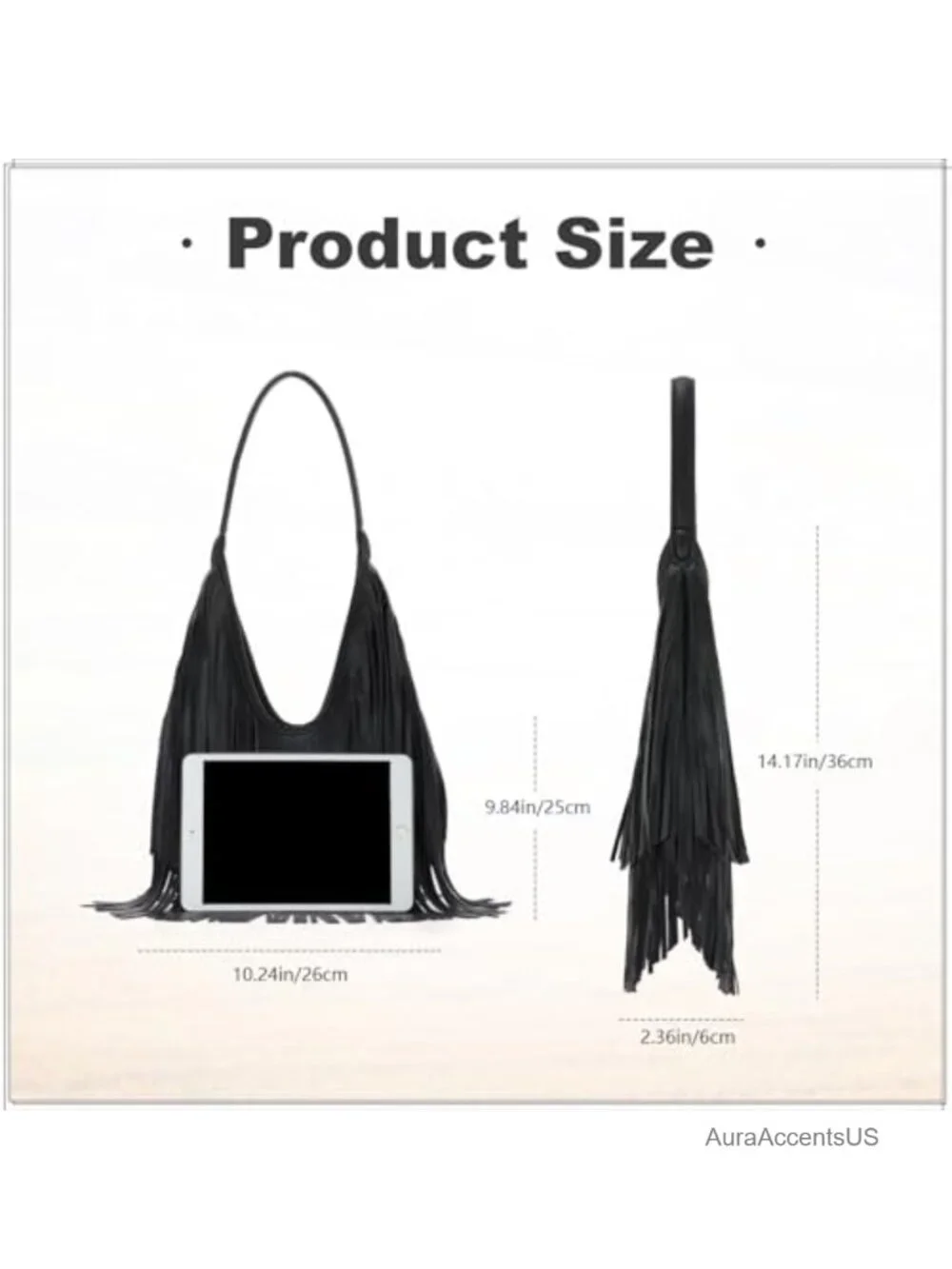 Vintage Fringe Hobo Shoulder Bag PU Leather Tassel Purse